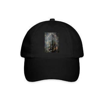 Verzierte Eleganz – Black & Gold Violin Art - Baseballkappe - Schwarz/Schwarz - Vorne
