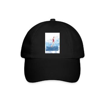 Frau in rotem Badeanzug schaukelt am meer - Baseballkappe - Schwarz/Schwarz - Vorne