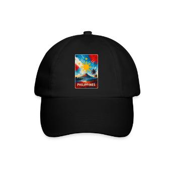 Philippinen Flaggen Design - Baseballkappe - Schwarz/Schwarz - Vorne
