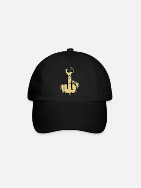 Mittelfinger Stinkefinger Schraubenschlüssel - Baseballkappe - Schwarz/Schwarz