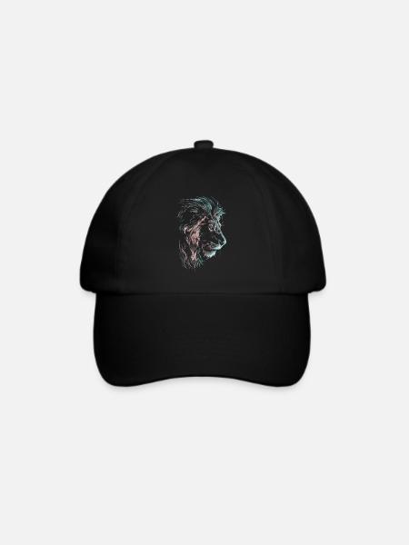 Löwe Bunt Löwenkopf Neon Farbenfroh Raubtier Kunst - Baseballkappe - Schwarz/Schwarz