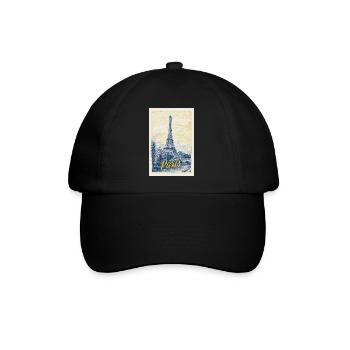 Pariser Eiffel-Bauplan - Baseballkappe - Schwarz/Schwarz - Vorne
