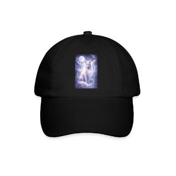 Mystic Wolf Moon Sticker Fantasy Animal Spiritual  - Baseballkappe - Schwarz/Schwarz - Vorne