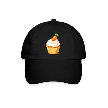 Carrot Cake Cupcake Illustration  - Baseballkappe - Schwarz/Schwarz - Vorne