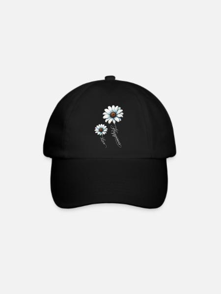 Blaue Gänseblümchen, Glück und Liebe - Baseballkappe - Schwarz/Schwarz