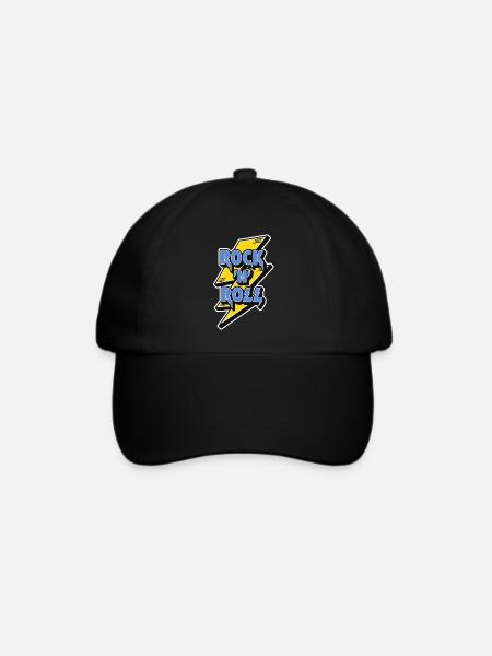 Rock'n'Roll-Logo mit Blitz - Baseballkappe - Schwarz/Schwarz