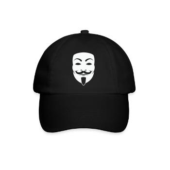 Anonymus_Maske - Baseballkappe - Schwarz/Schwarz - Vorne