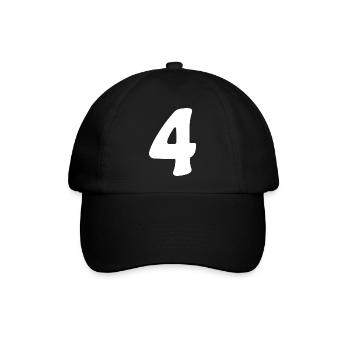 Vier: Minimalistische Ziffer 4 | Vierter - Baseballkappe - Schwarz/Schwarz - Vorne