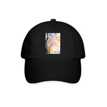 Kirschbäume in Aube Aquarell - Baseballkappe - Schwarz/Schwarz - Vorne