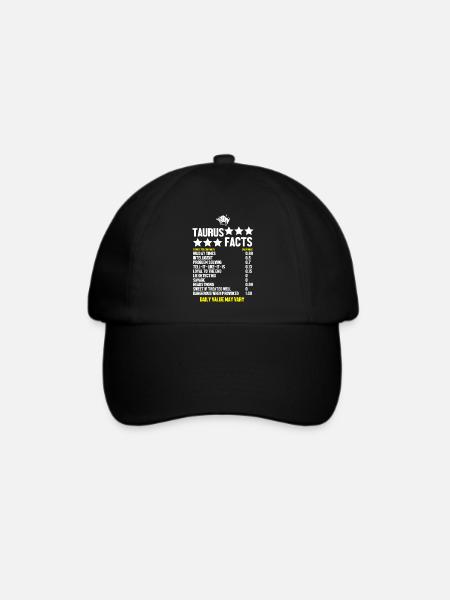 Sternzeichen Stier - Baseballkappe - Schwarz/Schwarz