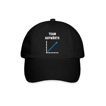 Team Aufwärts (Erfolg / Fortschritt / NEG Blue 2C) - Baseballkappe - Schwarz/Schwarz - Vorne