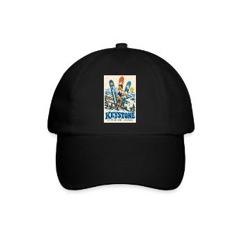 Entdecken Sie Keystone in Colorado Retro Mountain Escape - Baseballkappe - Schwarz/Schwarz - Vorne