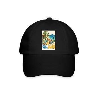 Erleben Sie Gili Islands Indonesien Retro Tropical - Baseballkappe - Schwarz/Schwarz - Vorne