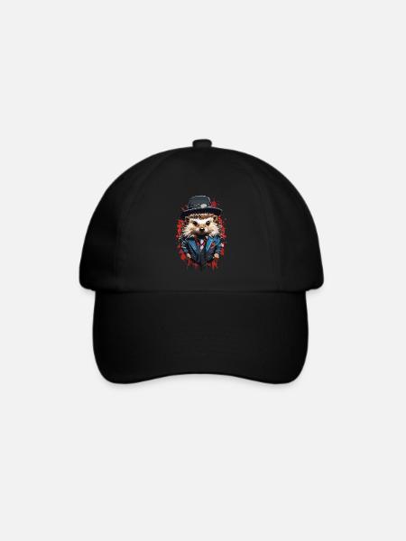 Igel Gangster Oldschool - Baseballkappe - Schwarz/Schwarz