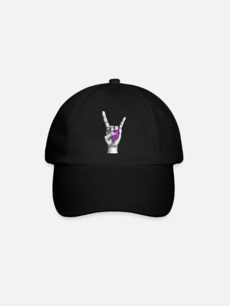 Heavy Metal Hand Pink - Baseballkappe - Schwarz/Schwarz
