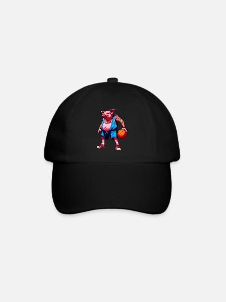 Schwein Basketball - Baseballkappe - Schwarz/Schwarz