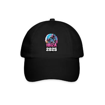Ibiza 2025 Palmen - Baseballkappe - Schwarz/Schwarz - Vorne