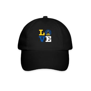 Saint Lucia St. Lucia Love HERZ Mandala - Baseballkappe - Schwarz/Schwarz - Vorne