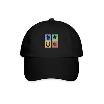Glückssymbol Klee Marienkäfer Hufeisen Schornstein - Baseballkappe - Schwarz/Schwarz - Vorne