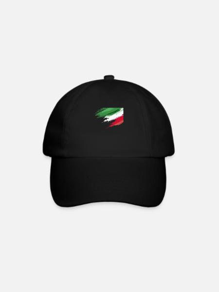 Italienische Flagge - Baseballkappe - Schwarz/Schwarz