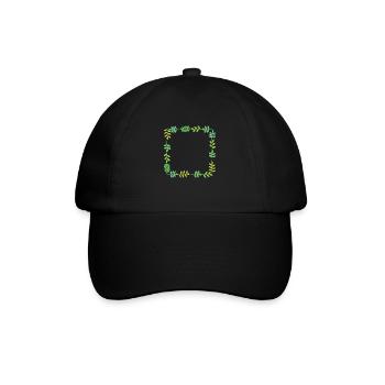 Rahmen mit Blättern - Baseballkappe - Schwarz/Schwarz - Vorne