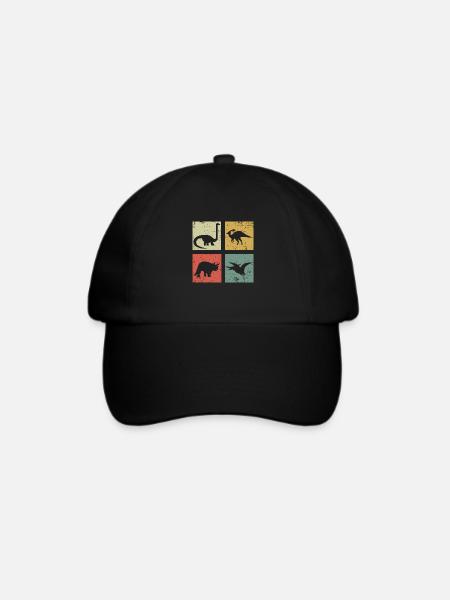 vier Dinosaurier - Baseballkappe - Schwarz/Schwarz