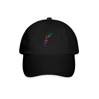 Bunte Tatzen von Hunden oder Katzen | Regenbogen - Baseballkappe - Schwarz/Schwarz - Vorne
