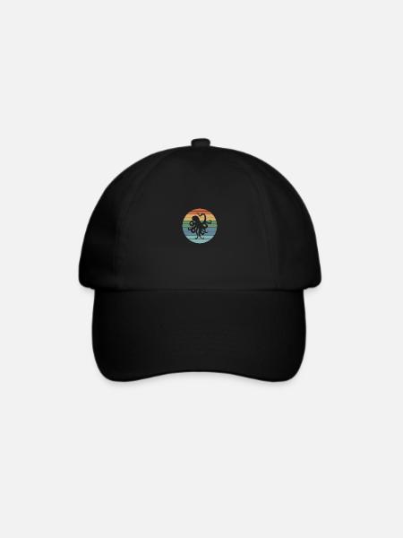 Octopus Retro - Baseballkappe - Schwarz/Schwarz
