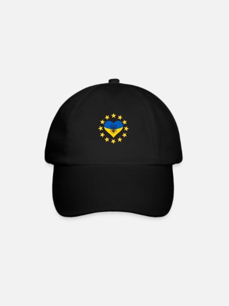 Das Herz der Ukraine mit den Sternen der EU - Baseballkappe - Schwarz/Schwarz