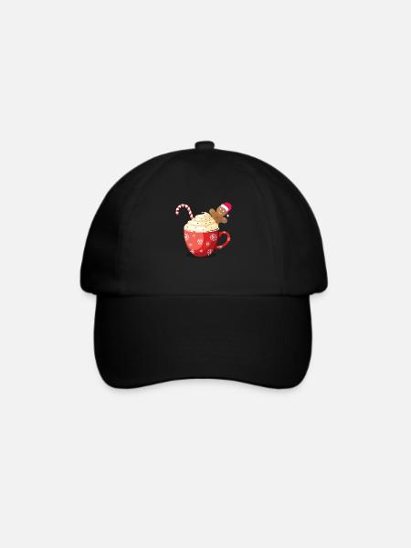 Weihnachtliche Schokotasse - Baseballkappe - Schwarz/Schwarz