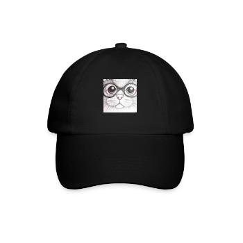 Süße Cartoon Katze - Baseballkappe - Schwarz/Schwarz - Vorne