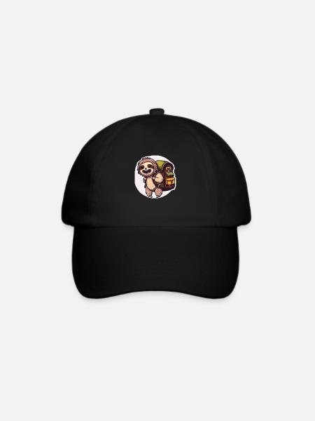 Hiking Sloth - Baseballkappe - Schwarz/Schwarz