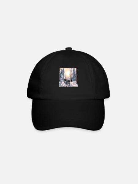 Einsamer Wolf - Baseballkappe - Schwarz/Schwarz