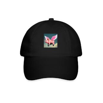 Fliegendes Schwein - Baseballkappe - Schwarz/Schwarz - Vorne