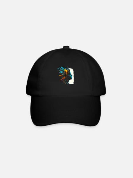 Psychedelisches Artwork - Open Mind - Baseballkappe - Schwarz/Schwarz