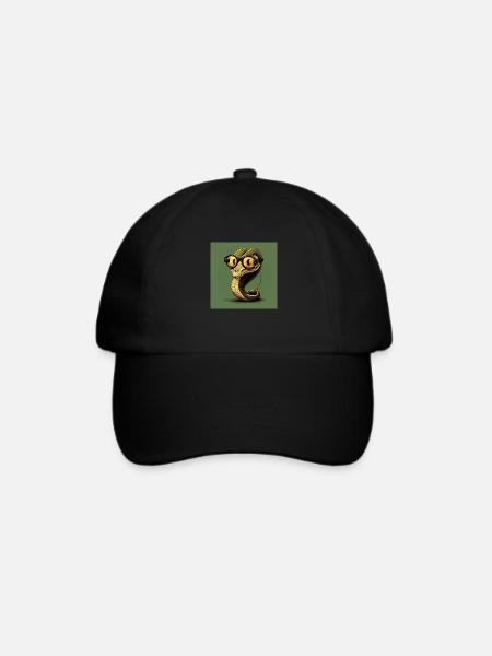 die retro brillenschlange - Baseballkappe - Schwarz/Schwarz
