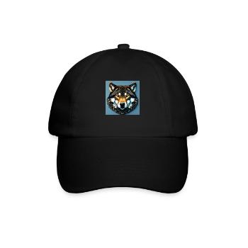 Standard-Wolf-Porträt - Baseballkappe - Schwarz/Schwarz - Vorne