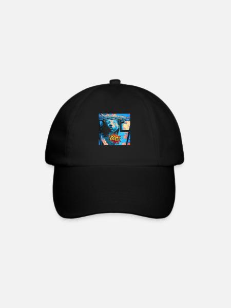 Crazy Cat Retro Style - Baseballkappe - Schwarz/Schwarz