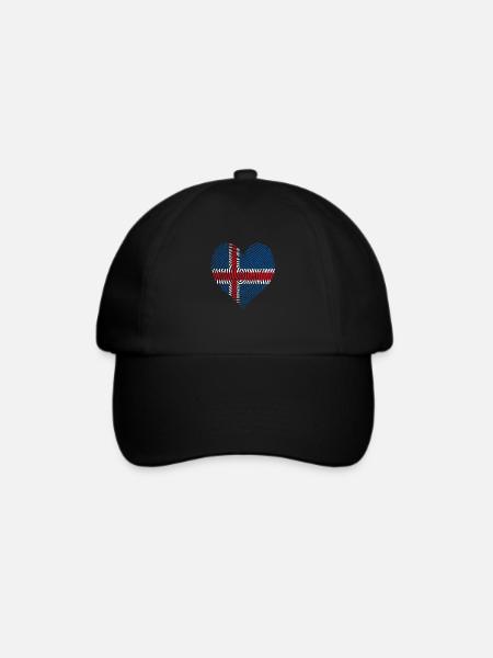 Norwegisches Herz - Baseballkappe - Schwarz/Schwarz
