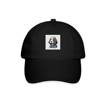 Beagle im Hoodie - Baseballkappe - Schwarz/Schwarz - Vorne