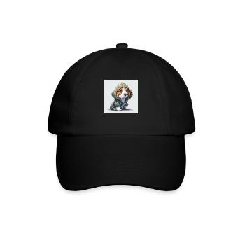 Beagle im Hoodie. - Baseballkappe - Schwarz/Schwarz - Vorne