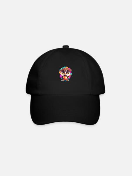 Niedliche Wachsame Eule | Nachtschwärmer Eule - Baseballkappe - Schwarz/Schwarz
