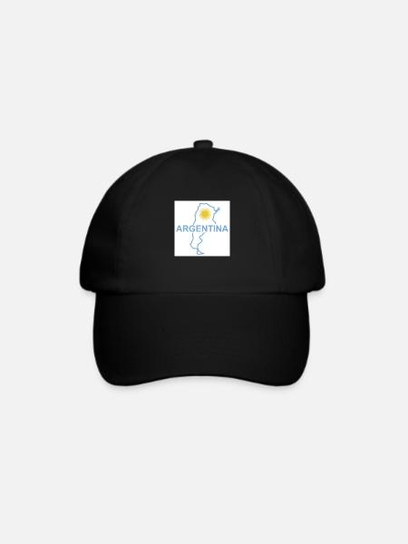 Landkarte von Argentinien - Baseballkappe - Schwarz/Schwarz