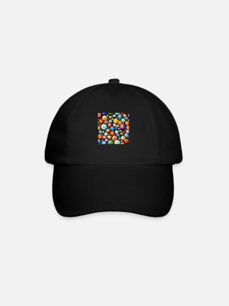 Murakami-Mosaik-Muster - Baseballkappe - Schwarz/Schwarz