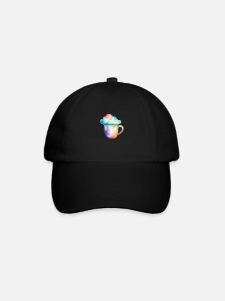 Regenbogenkaffee mit Wolke - Baseballkappe - Schwarz/Schwarz