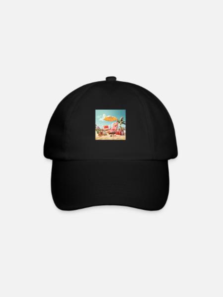 Urlaubsfreude Trendshirt - Baseballkappe - Schwarz/Schwarz