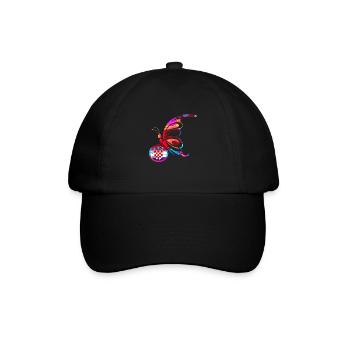 Schmetterling Natur Bunte Flagge Regenbogen Kroatien HRV - Baseballkappe - Schwarz/Schwarz - Vorne