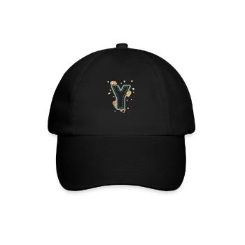 Letter y Fahrzeug - personalisiertes Kindergeschenk - Baseballkappe - Schwarz/Schwarz - Vorne
