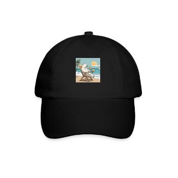 Eisbär bei Sonnenuntergang - Baseballkappe - Schwarz/Schwarz - Vorne