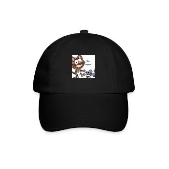 Katze und Maus - Baseballkappe - Schwarz/Schwarz - Vorne